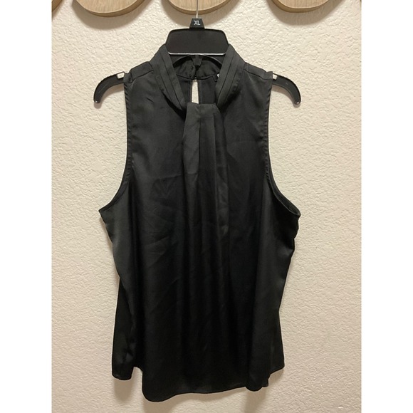 Express Tops - EXPRESS Black Sleeveless Mock Neck Tie Neck Blouse Top Women's L